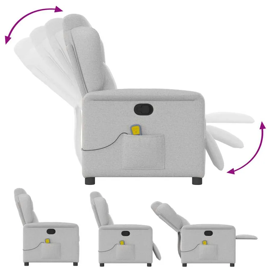 Fauteuil de massage inclinable gris nuage tissu - 6