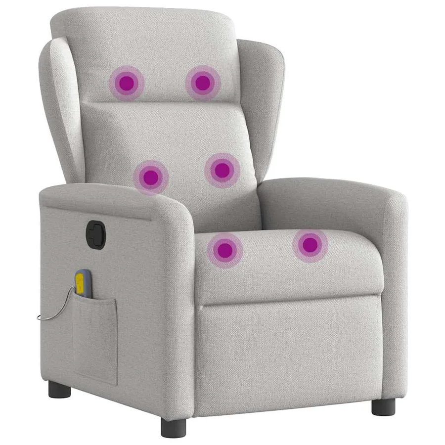 Fauteuil de massage inclinable gris nuage tissu - 7