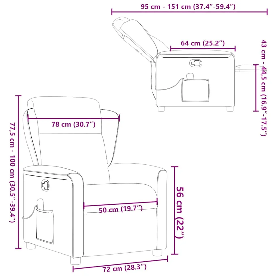 Fauteuil de massage inclinable Noir Tissu - 13