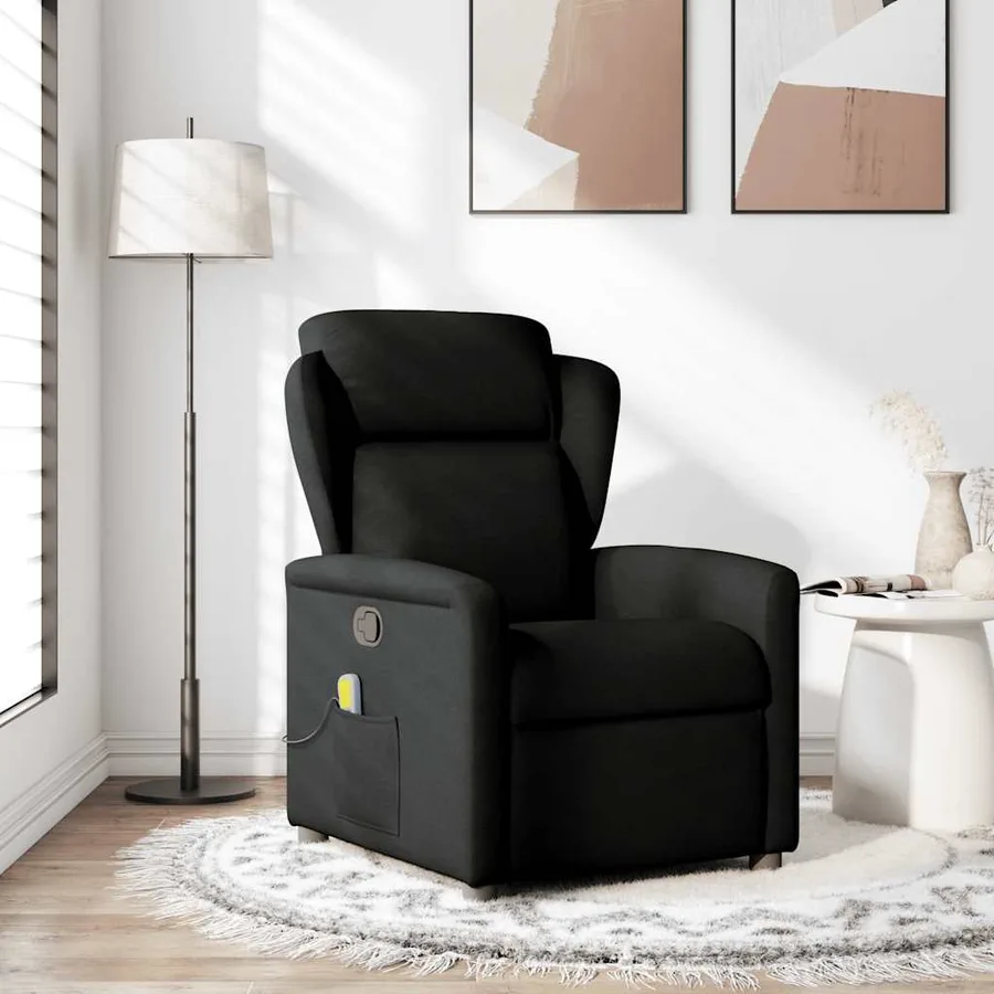 Fauteuil de massage inclinable Noir Tissu - 2