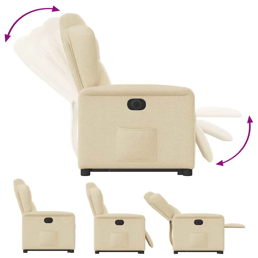 Fauteuil inclinable électrique crème tissu - 10