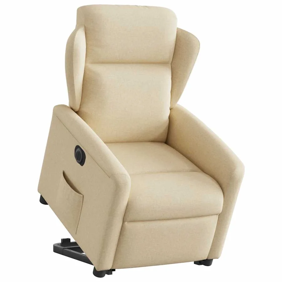 Fauteuil inclinable électrique crème tissu - 3