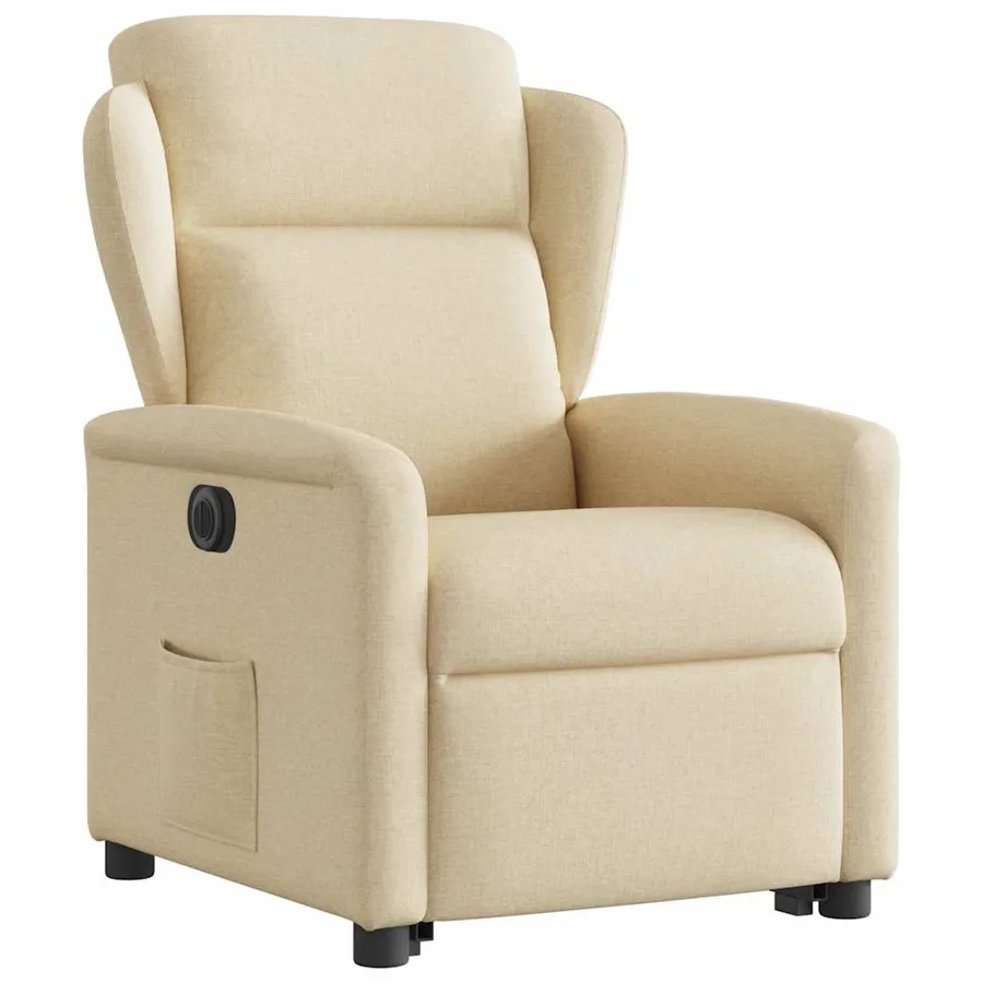 Fauteuil inclinable électrique crème tissu - 4