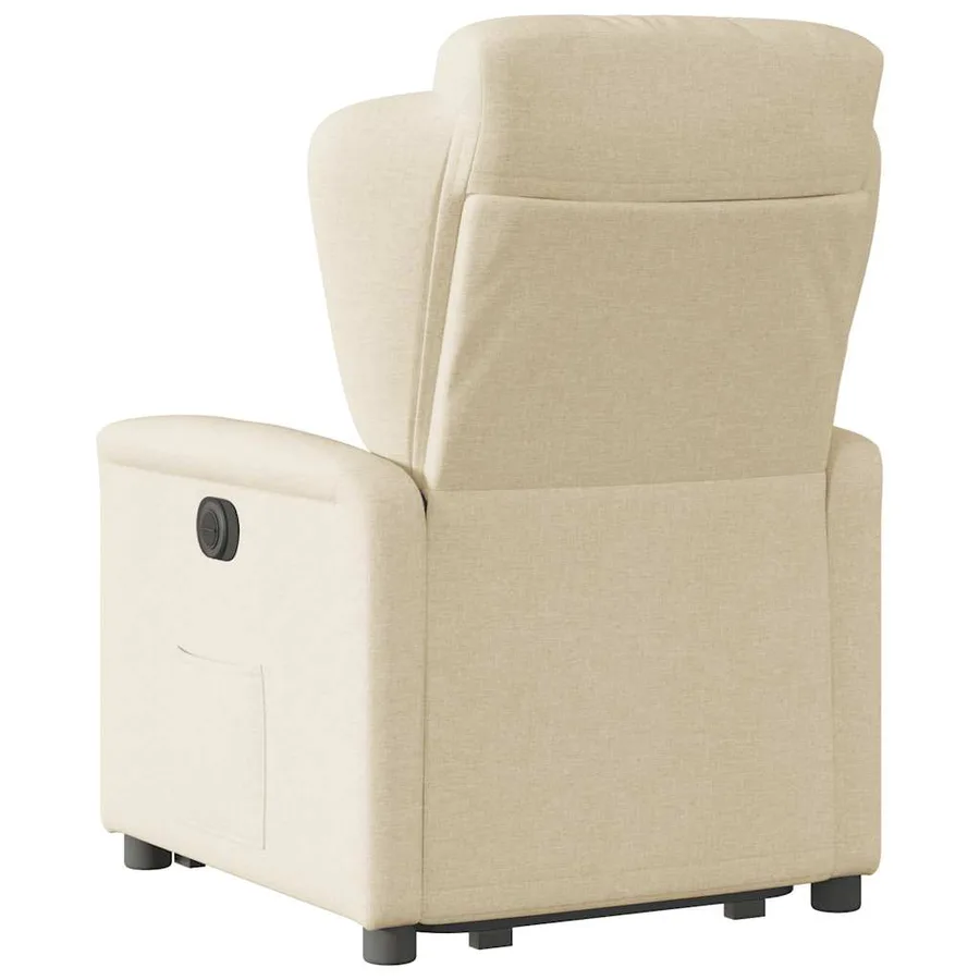 Fauteuil inclinable électrique crème tissu - 7