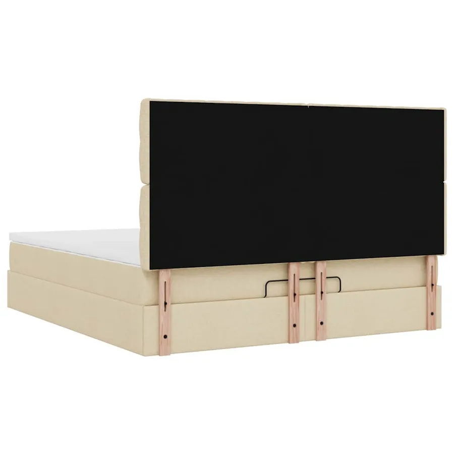 Cadre de lit ottoman avec matelas crème 160x200 cm tissu - 12