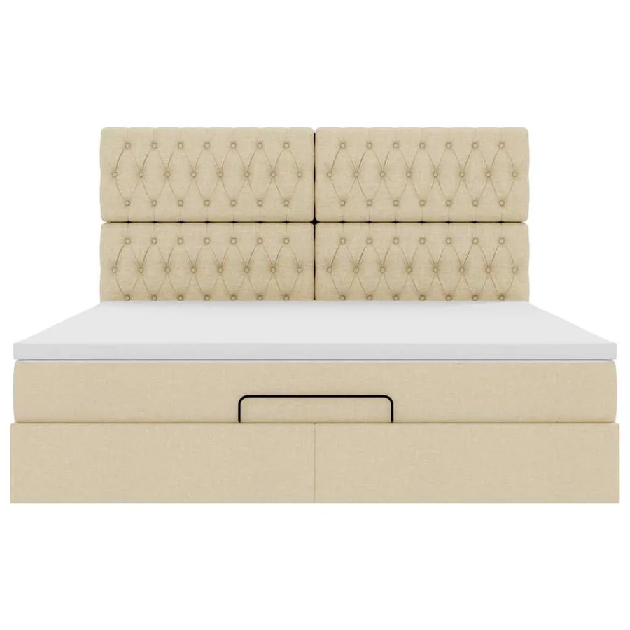 Cadre de lit ottoman avec matelas crème 160x200 cm tissu - 8