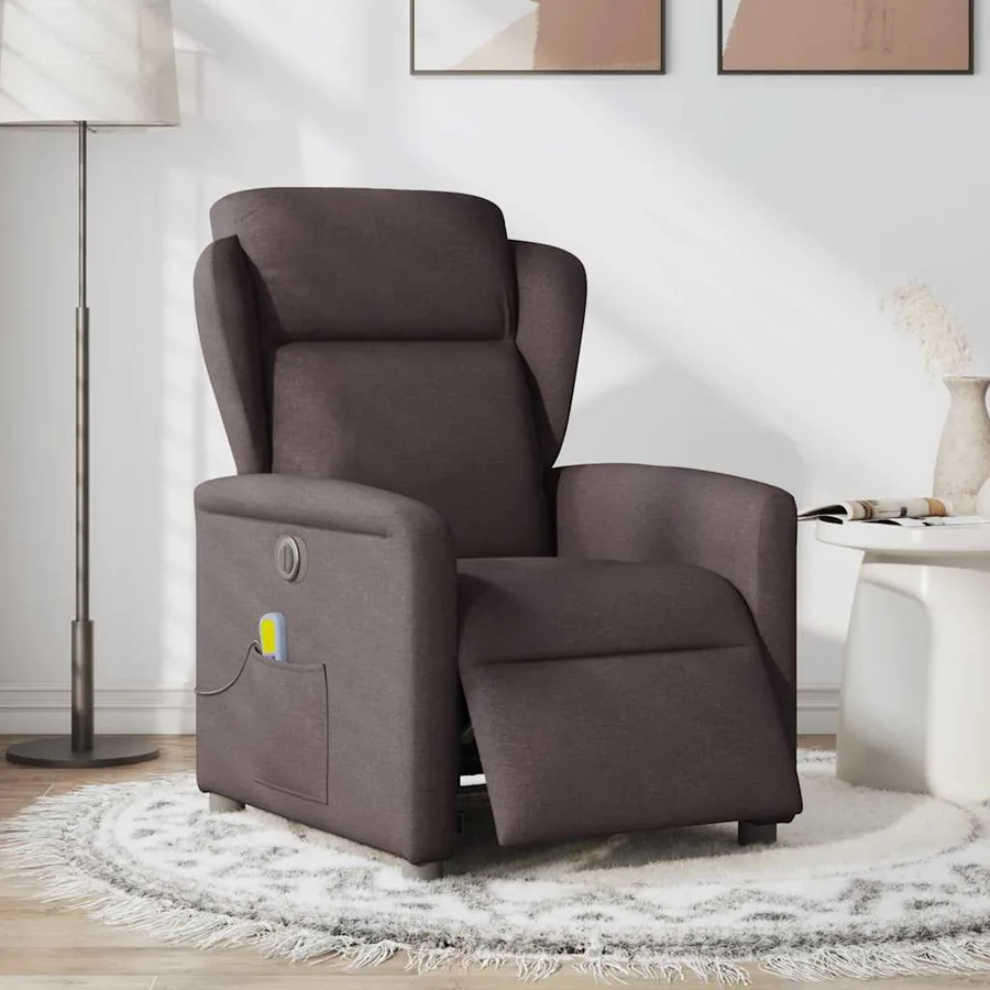 Fauteuil de massage inclinable électrique Marron foncé Tissu - 2