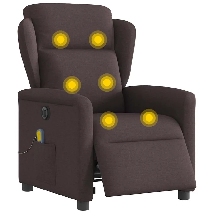 Fauteuil de massage inclinable électrique Marron foncé Tissu - 3