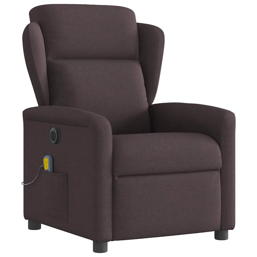 Fauteuil de massage inclinable électrique Marron foncé Tissu - 4