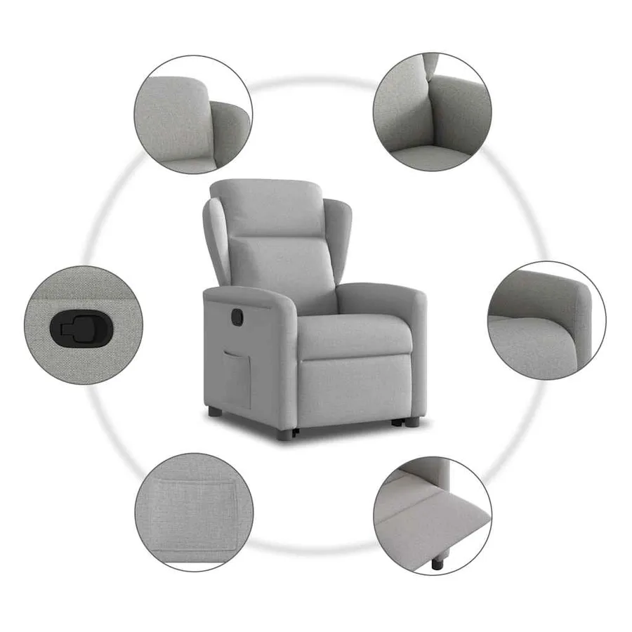 Fauteuil inclinable gris nuage tissu - 10