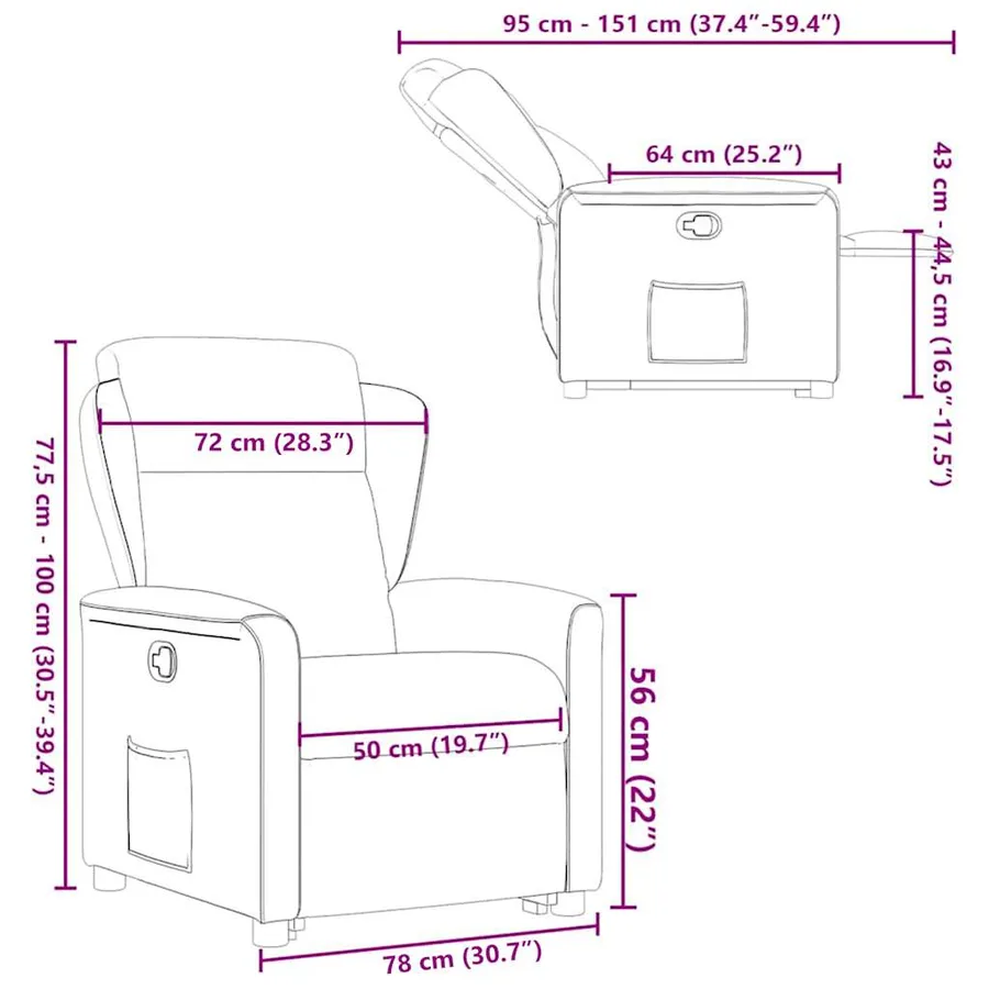 Fauteuil inclinable gris nuage tissu - 15