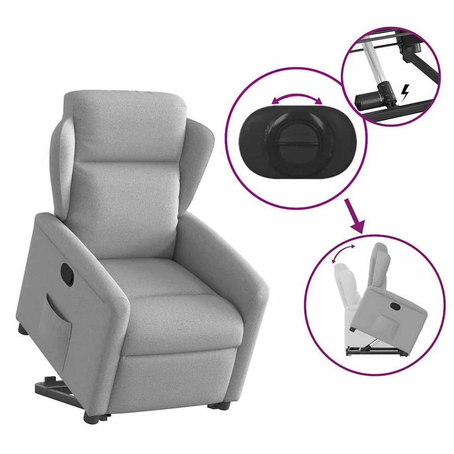 Fauteuil inclinable gris nuage tissu - 8