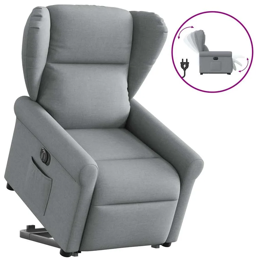 Fauteuil inclinable électrique gris clair tissu - 10
