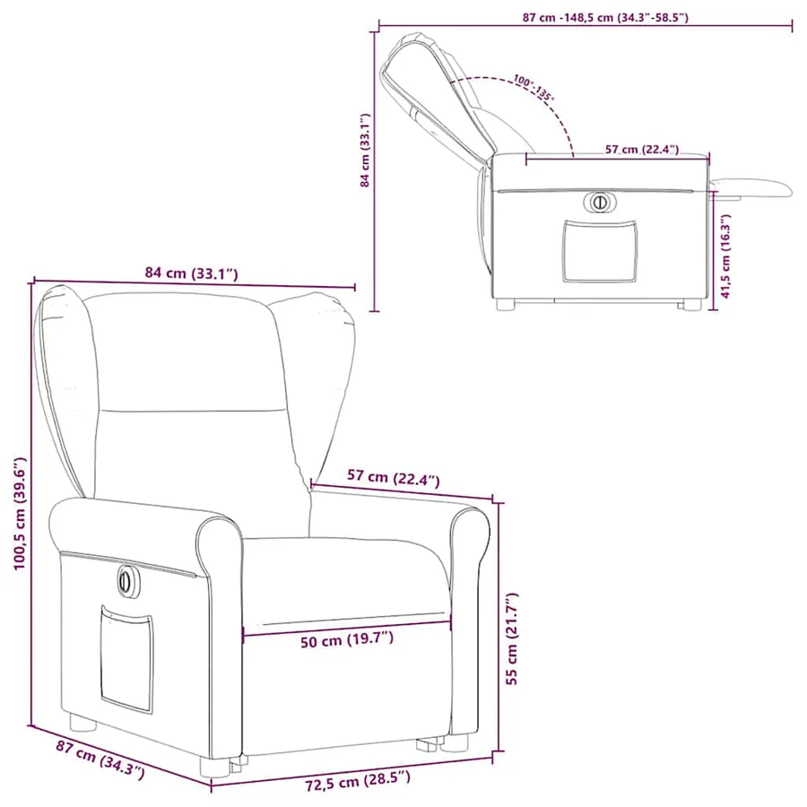 Fauteuil inclinable électrique gris clair tissu - 16