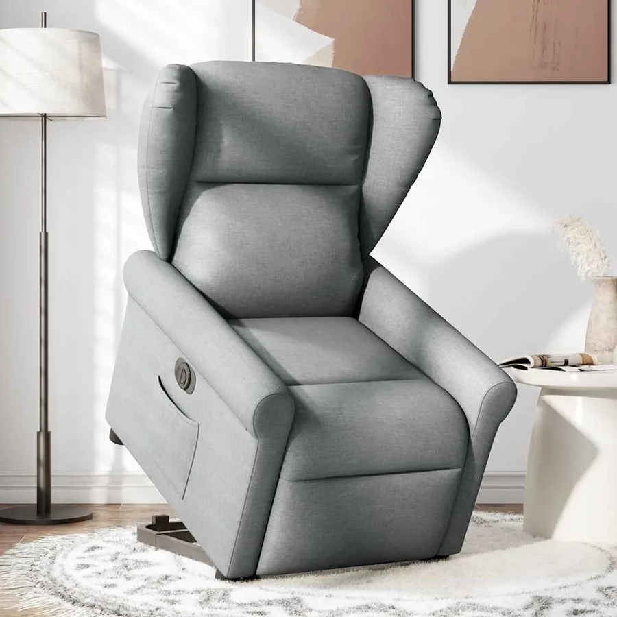 Fauteuil inclinable électrique gris clair tissu - 2