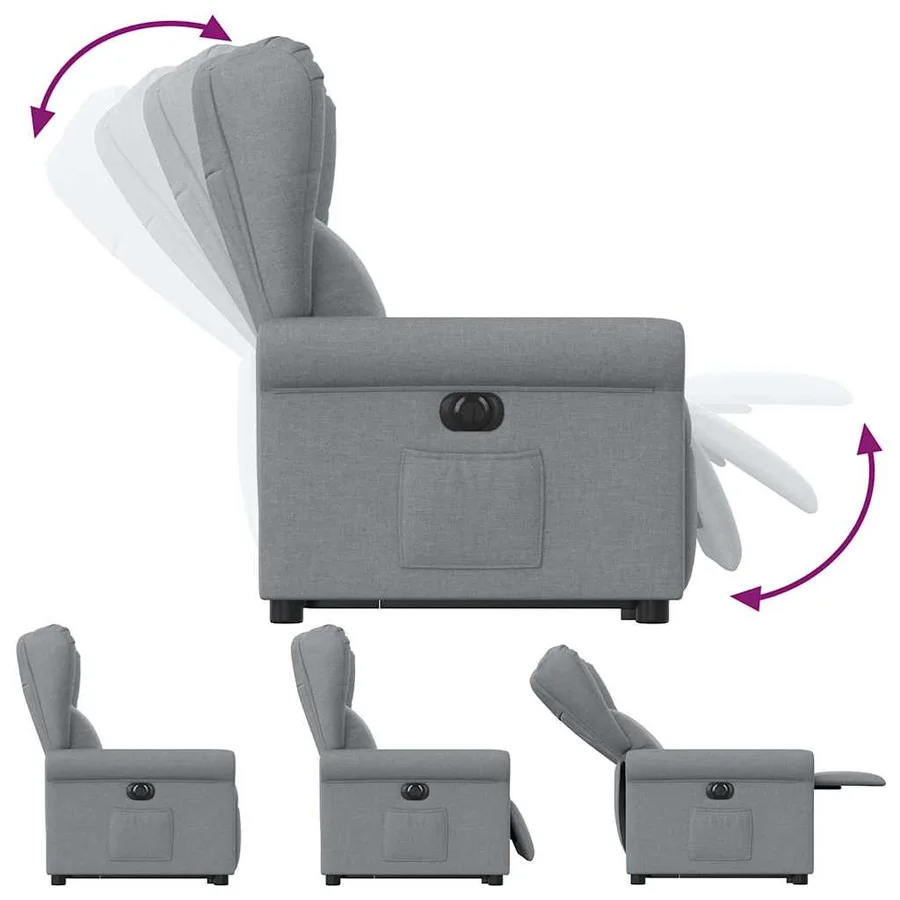 Fauteuil inclinable électrique gris clair tissu - 9