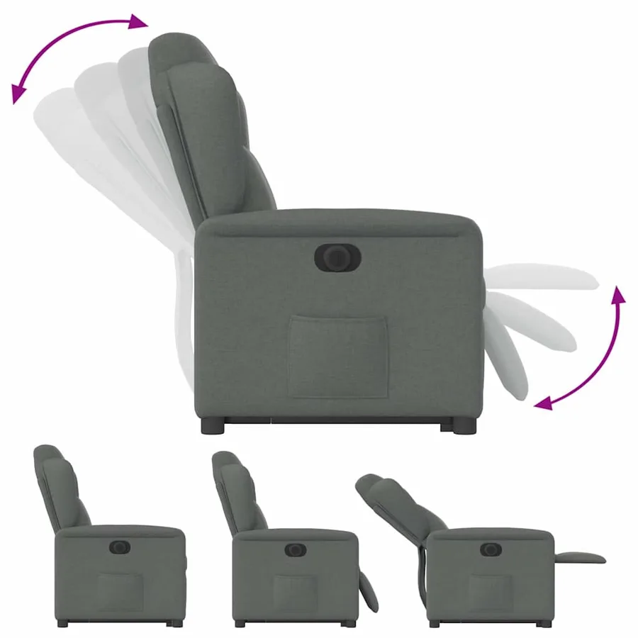 Fauteuil inclinable électrique gris foncé tissu - 10