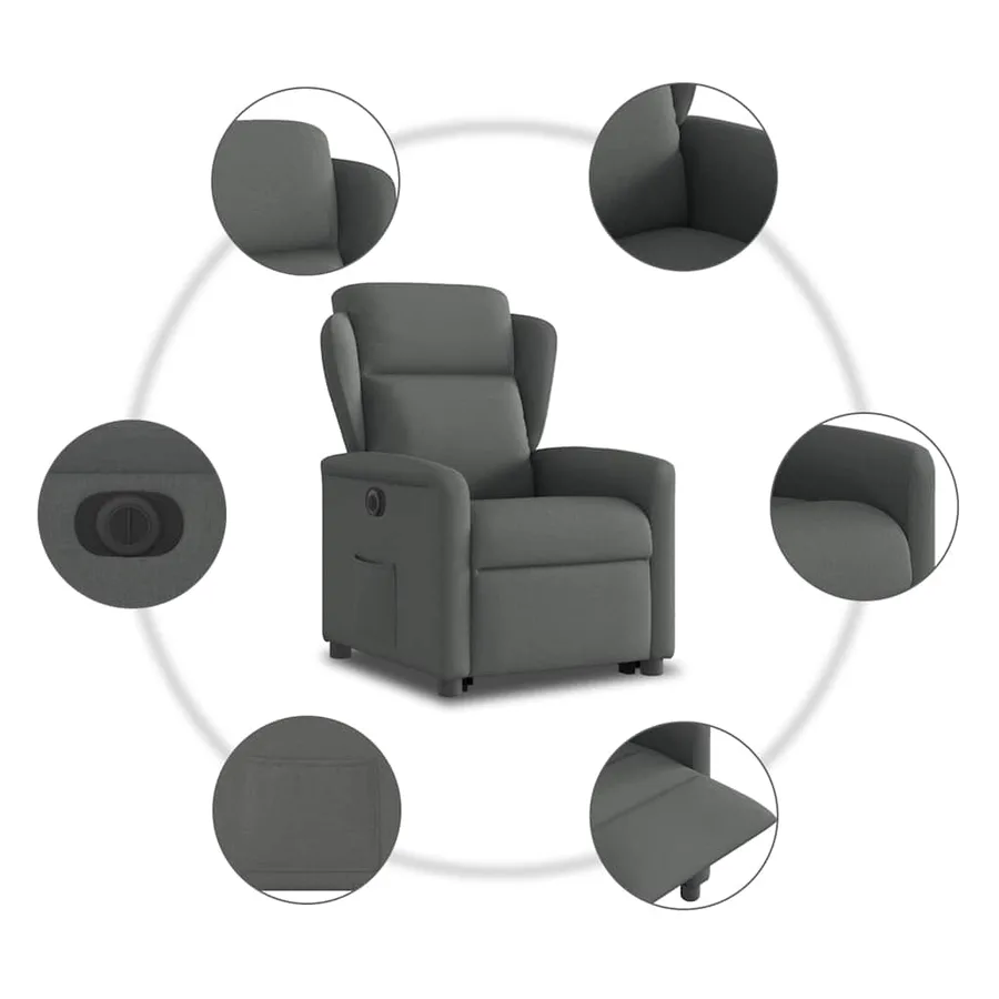 Fauteuil inclinable électrique gris foncé tissu - 11