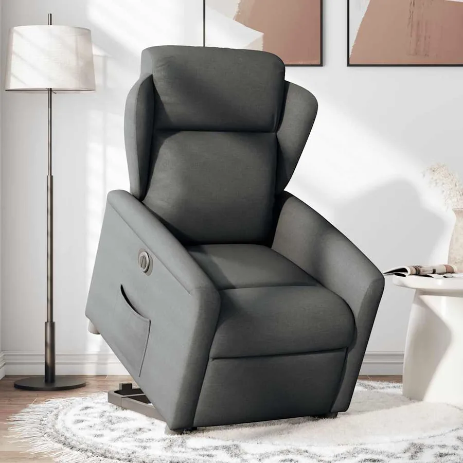 Fauteuil inclinable électrique gris foncé tissu - 2