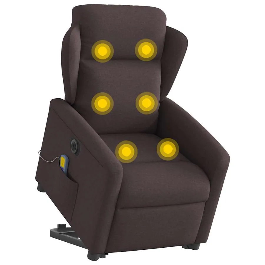 Fauteuil inclinable de massage électrique Marron foncé Tissu - 3