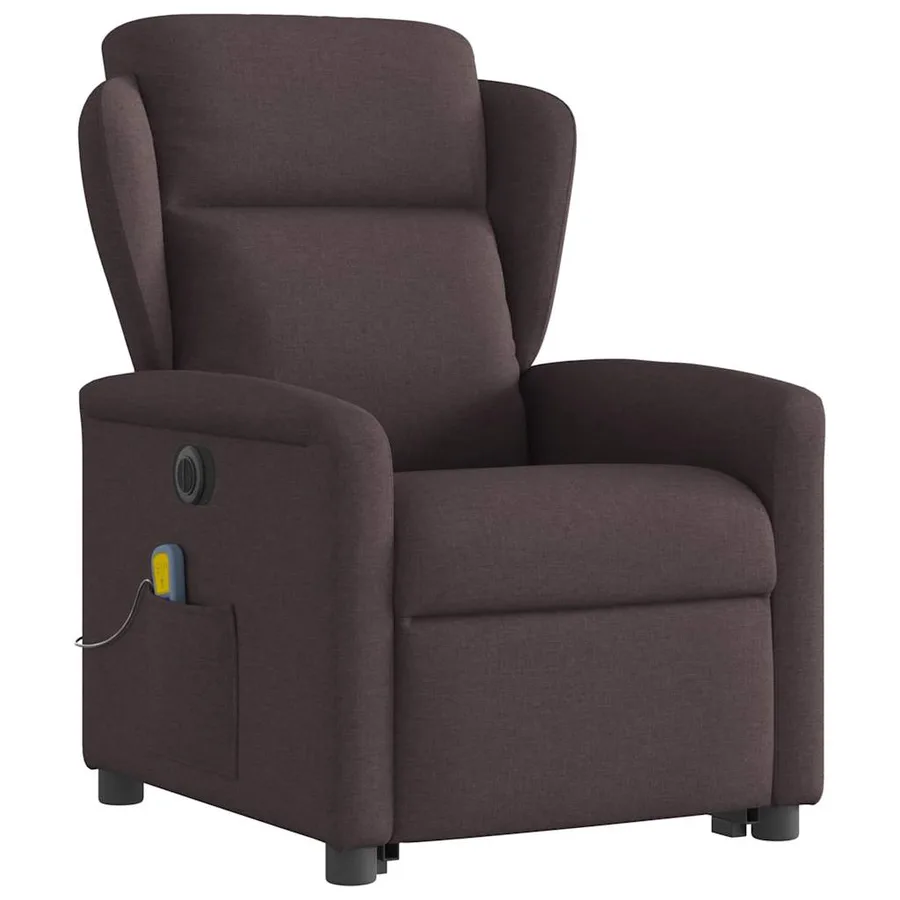 Fauteuil inclinable de massage électrique Marron foncé Tissu - 4