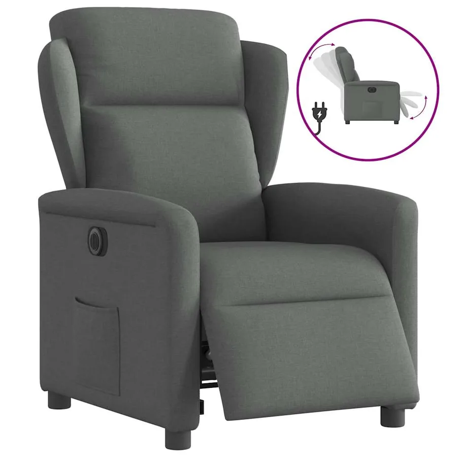 Fauteuil inclinable électrique Gris foncé Tissu - 9