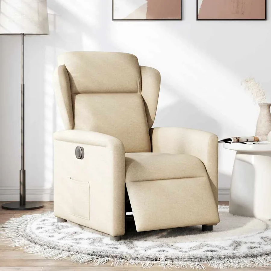 Fauteuil inclinable électrique Crème Tissu - 2