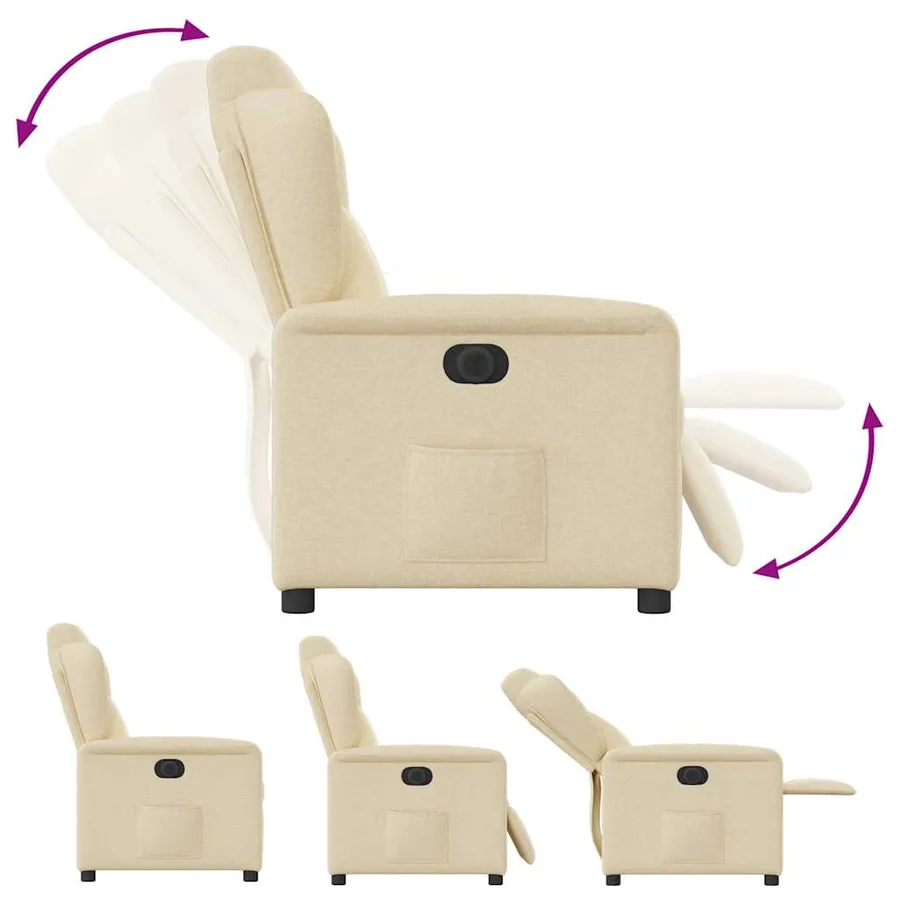 Fauteuil inclinable électrique Crème Tissu - 9