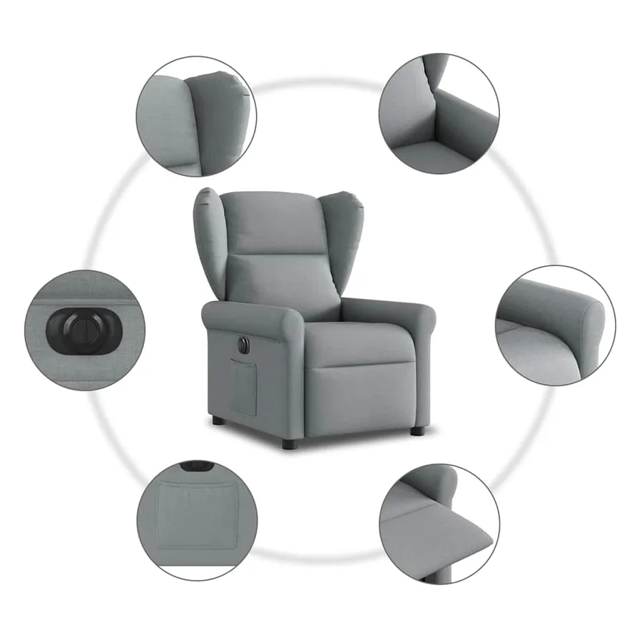 Fauteuil inclinable électrique Gris clair Tissu - 10