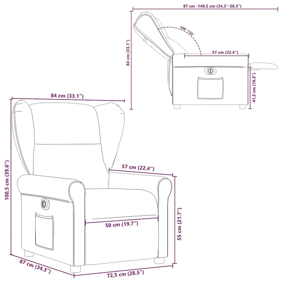 Fauteuil inclinable électrique Gris clair Tissu - 15