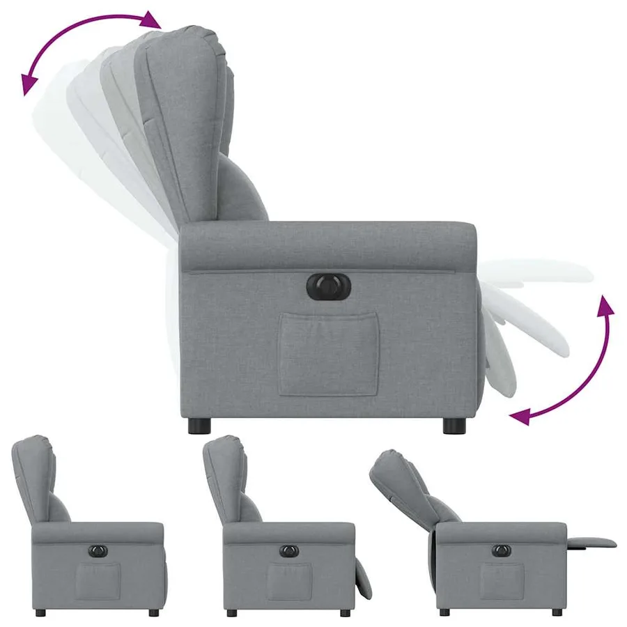 Fauteuil inclinable électrique Gris clair Tissu - 7
