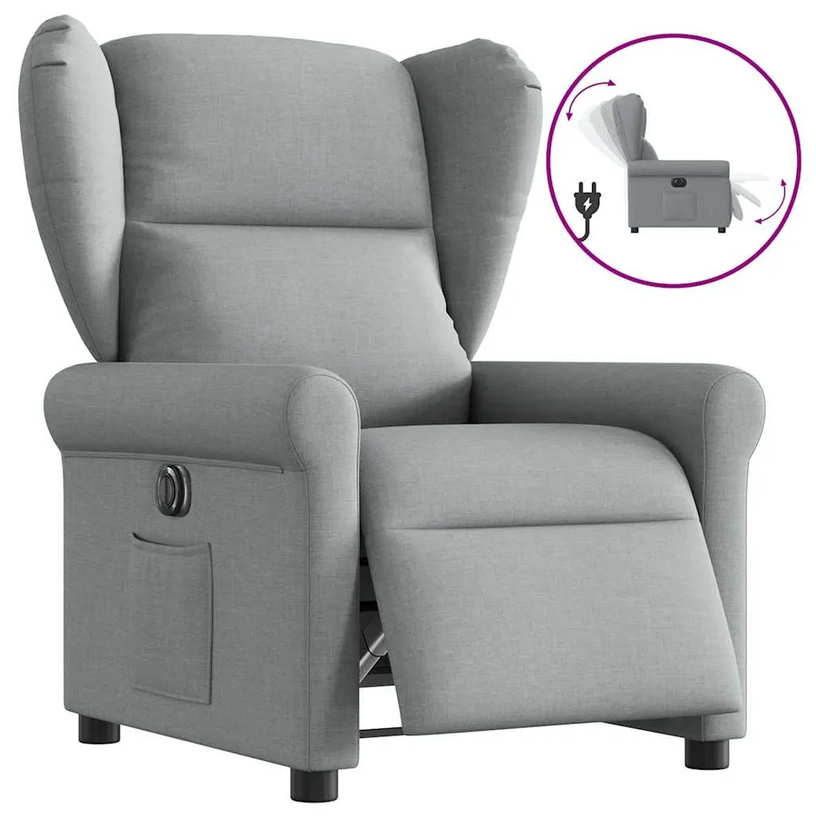 Fauteuil inclinable électrique Gris clair Tissu - 9