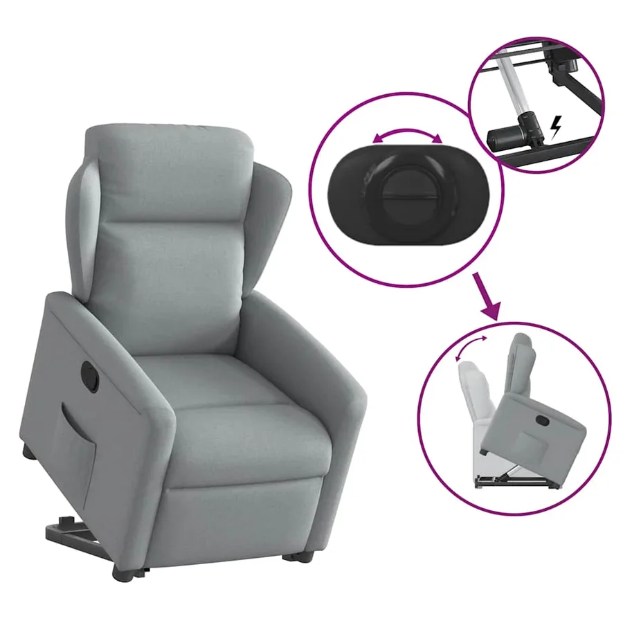 Fauteuil inclinable Gris clair Tissu - 8