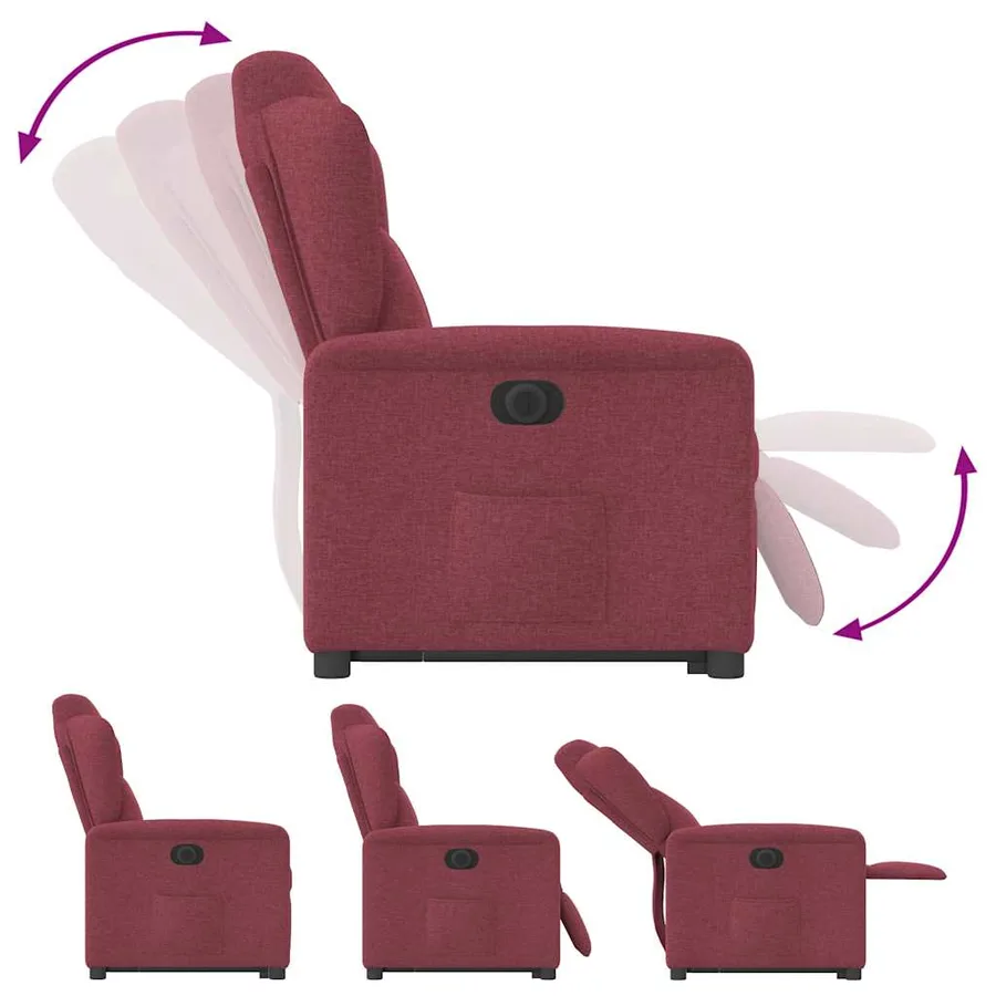Fauteuil inclinable électrique rouge bordeaux tissu - 10