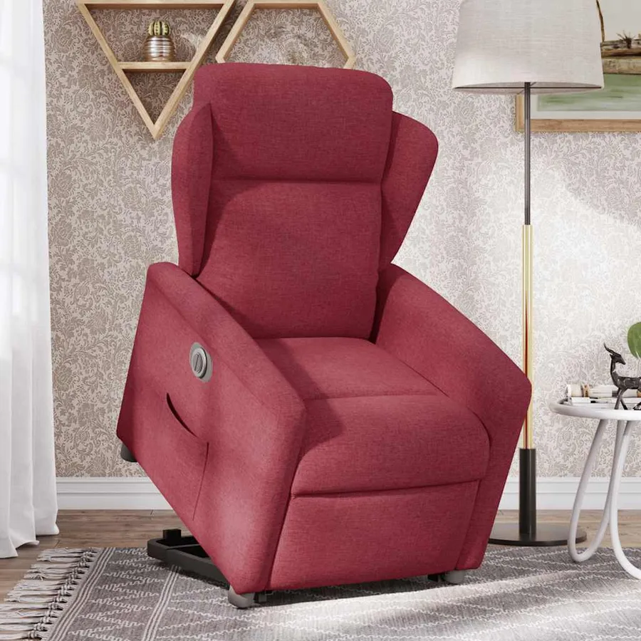 Fauteuil inclinable électrique rouge bordeaux tissu - 2