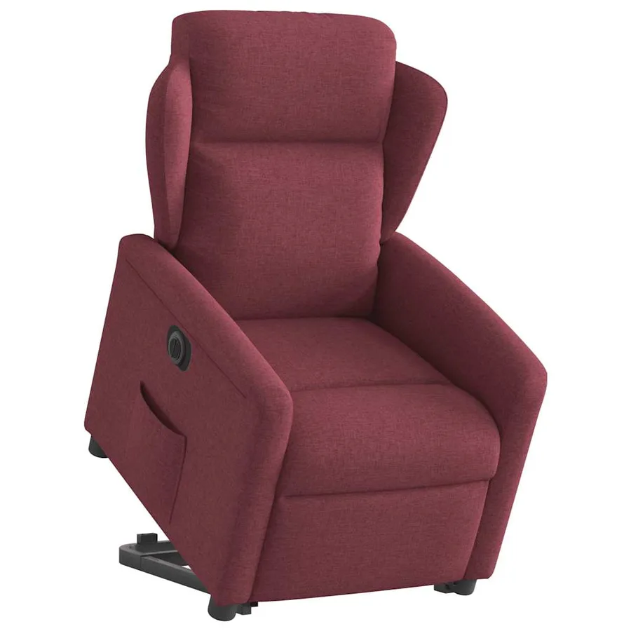 Fauteuil inclinable électrique rouge bordeaux tissu - 3