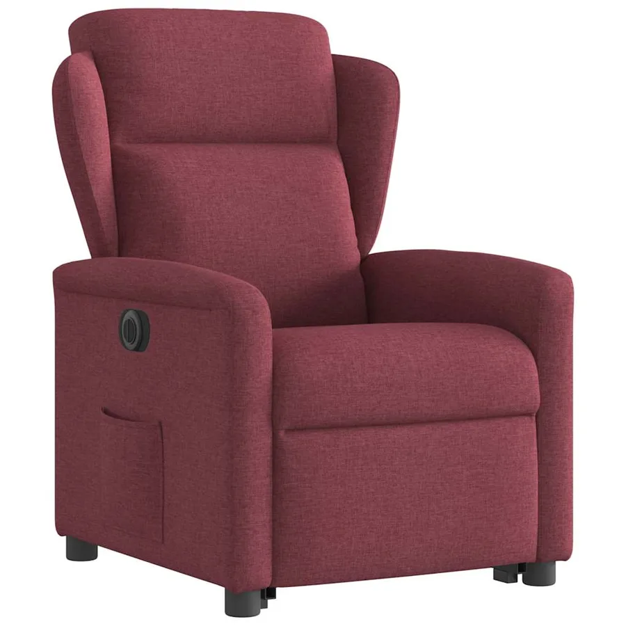 Fauteuil inclinable électrique rouge bordeaux tissu - 4