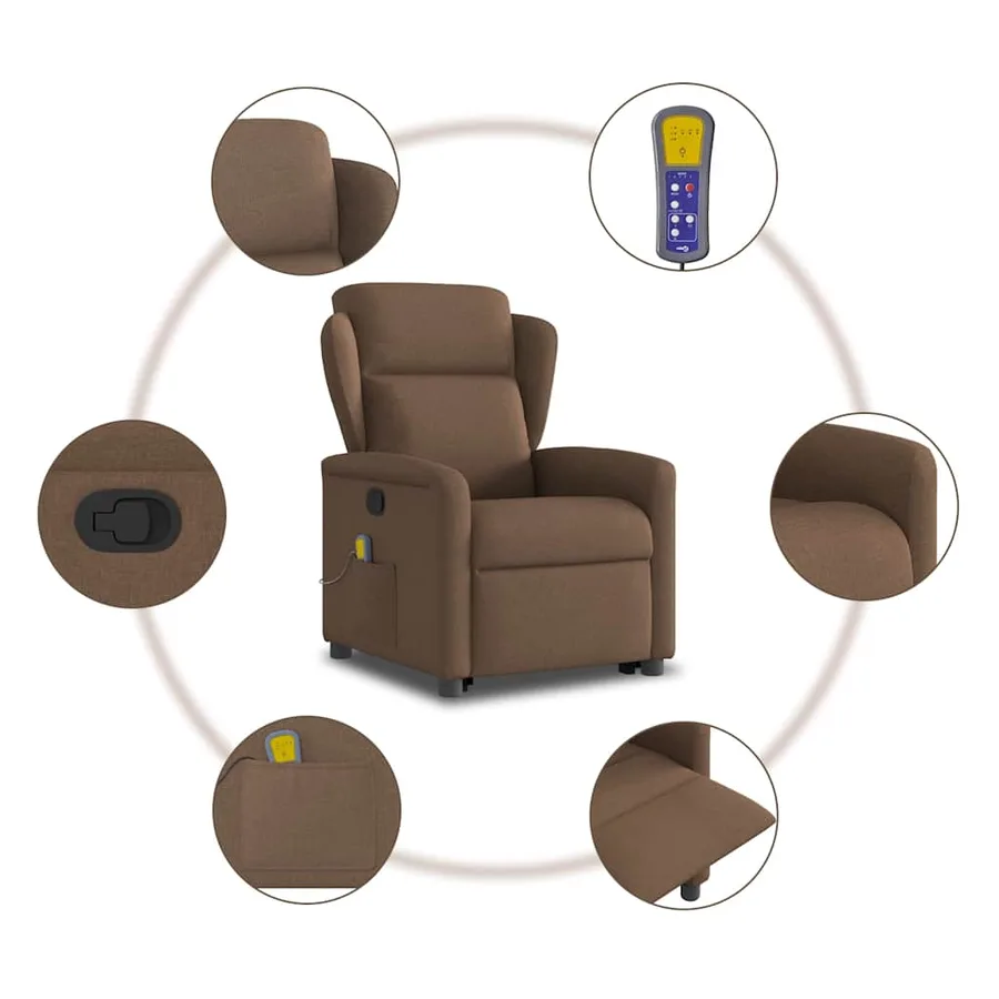 Fauteuil de massage inclinable Marron Tissu - 10