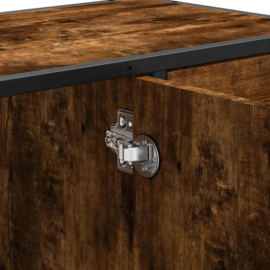 Armoire lavabo de salle de bain chêne fumé bois d'ingénierie - 10