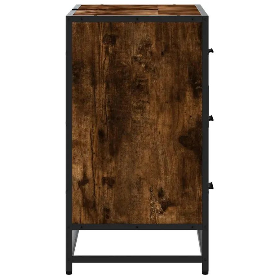 Armoire lavabo de salle de bain chêne fumé bois d'ingénierie - 6
