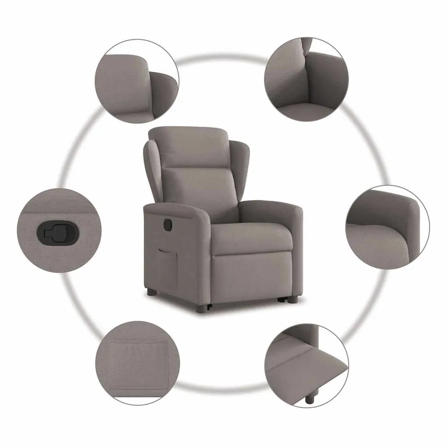 Fauteuil inclinable taupe tissu - 10
