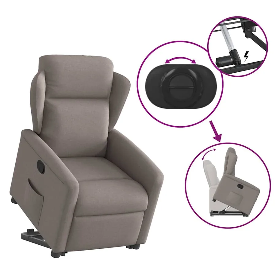 Fauteuil inclinable taupe tissu - 8