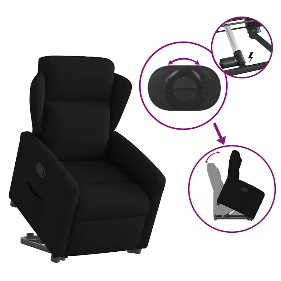 Fauteuil inclinable noir tissu - 8