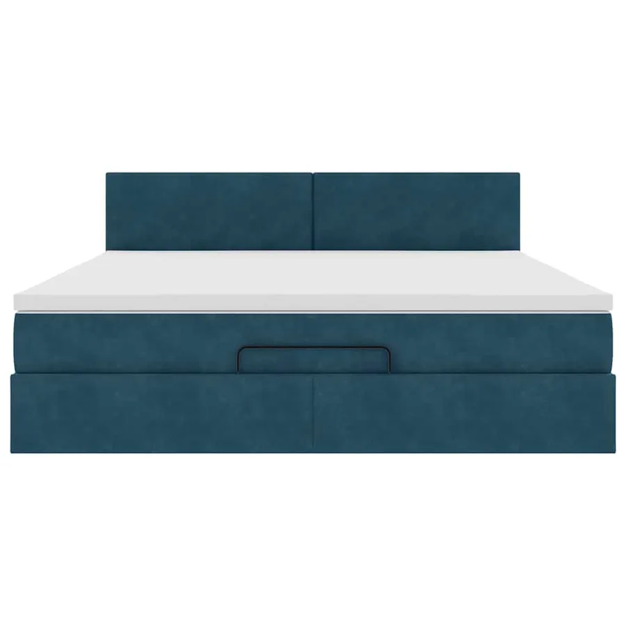 Cadre de lit ottoman avec matelas bleu foncé 180x200 cm velours - 6