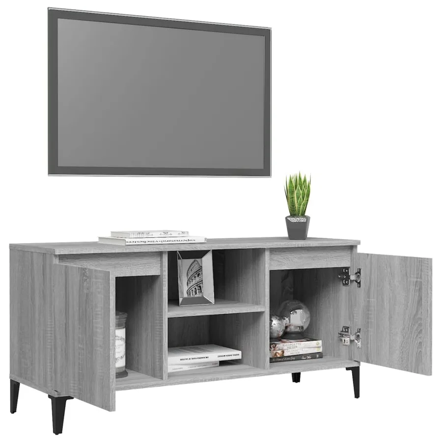 Meuble TV avec pieds en métal Sonoma gris 103,5x35x50 cm - 4