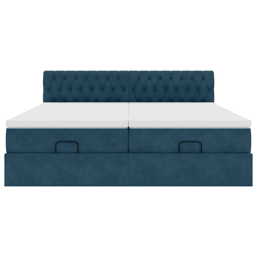 Cadre de lit ottoman avec matelas bleu foncé 160x200 cm velours - 8