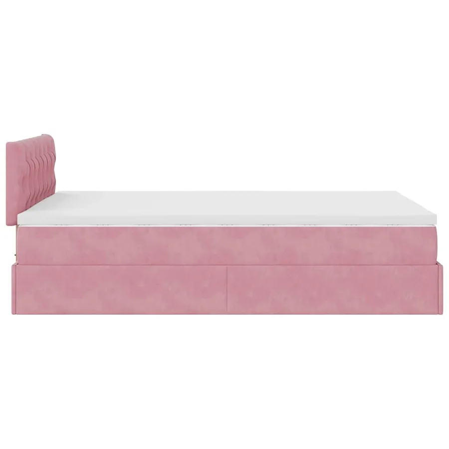 Lit ottoman avec matelas rose 120x190 cm velours - 10
