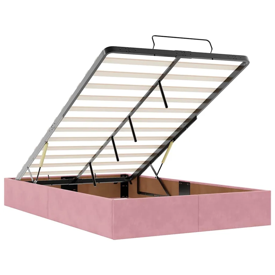 Lit ottoman avec matelas rose 120x190 cm velours - 12