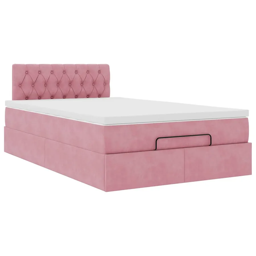 Lit ottoman avec matelas rose 120x190 cm velours - 6