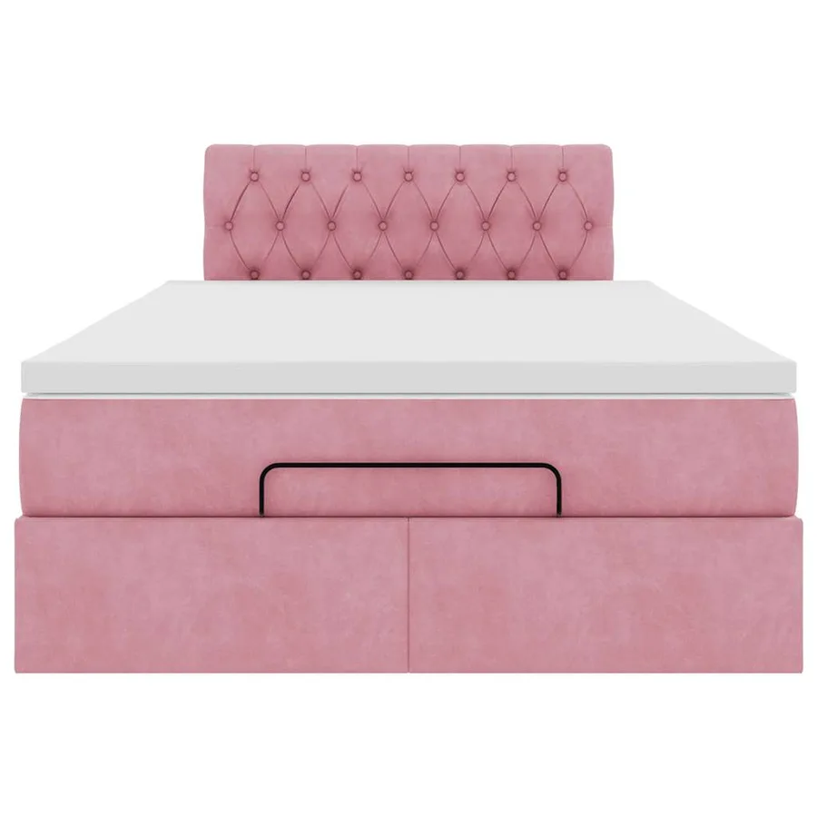 Lit ottoman avec matelas rose 120x190 cm velours - 7